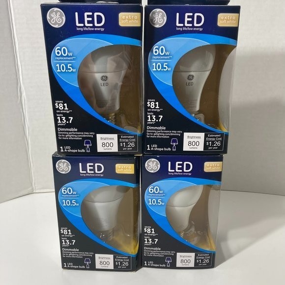 GE LED Extra Soft White 60w Replacement 10.5w Dimmable Light Bulbs - Picture 1 of 12
